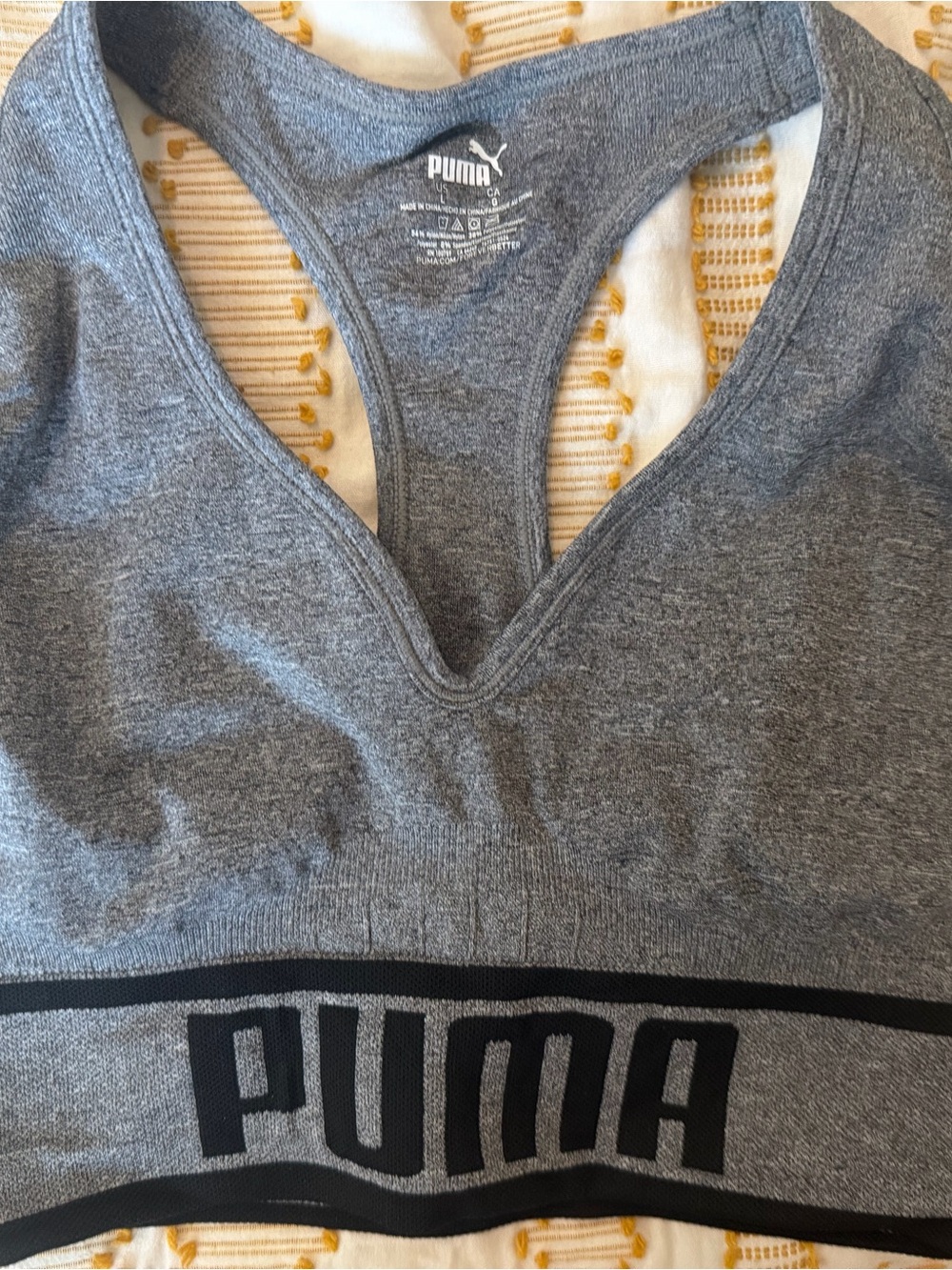 Puma Grey Racerback Logo Sports Bralette